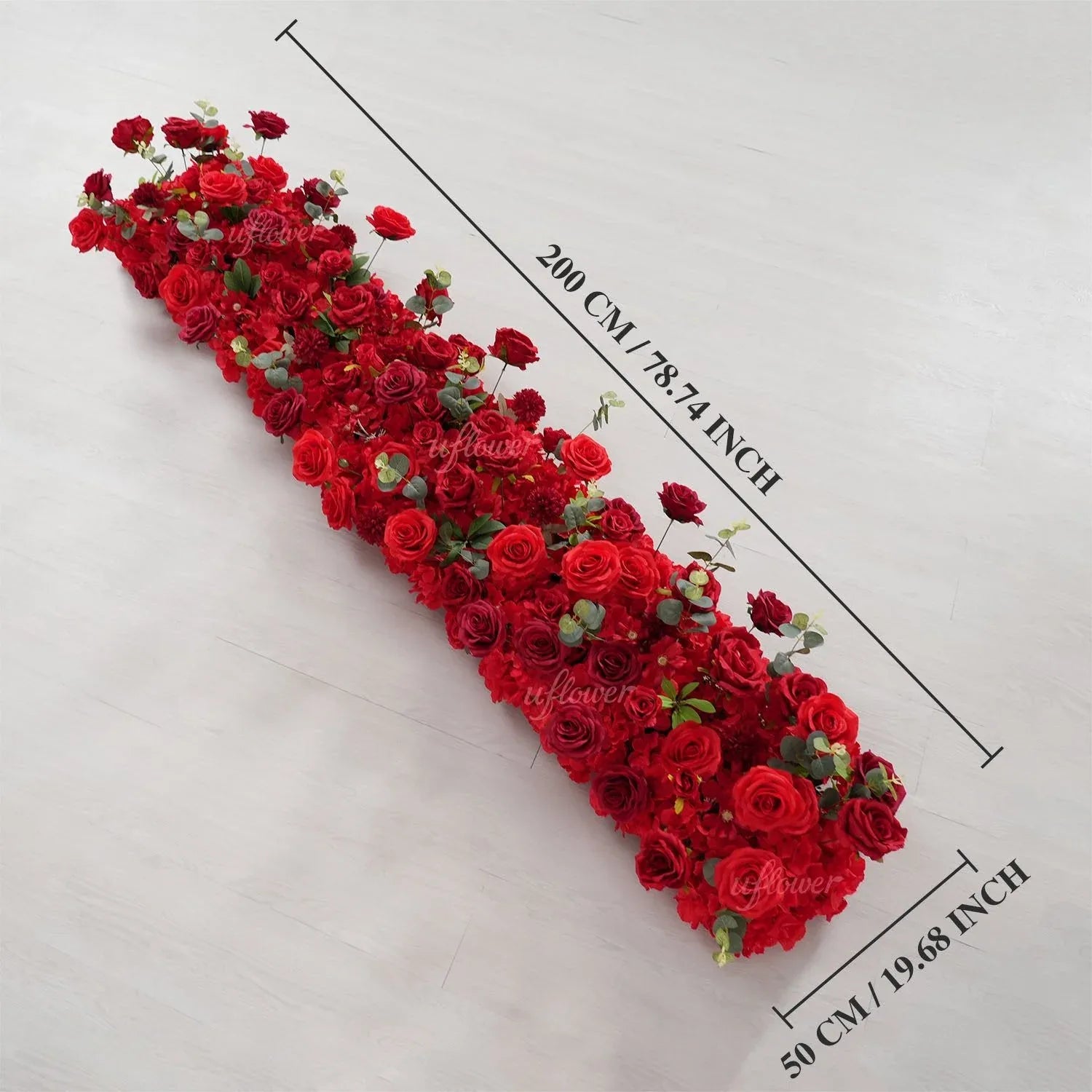 Uflower Red Rose Greenery Floral Door Arch Wedding Party Backdrop Decoration SET80174 - Uflower