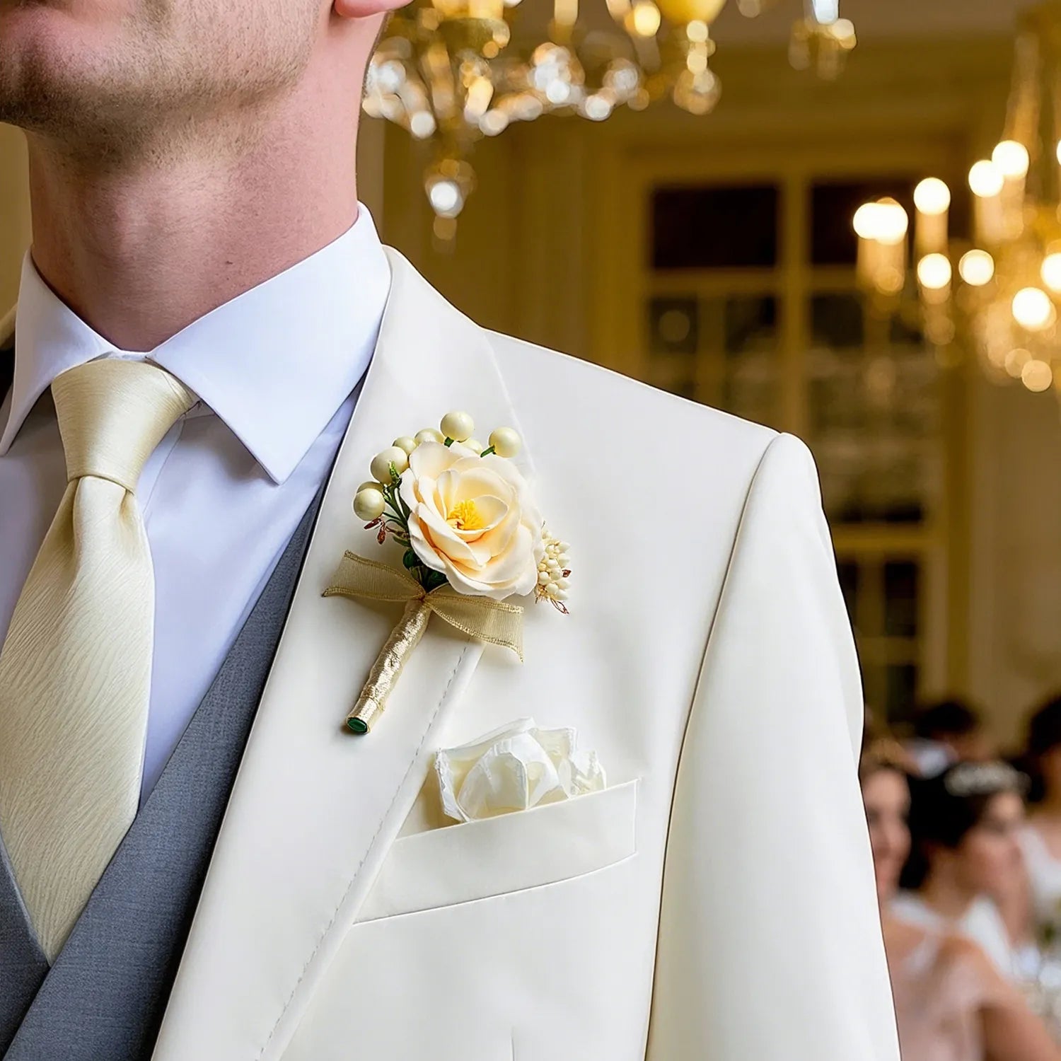Uflower Boutonnieres in Champagne MG80010-02*6