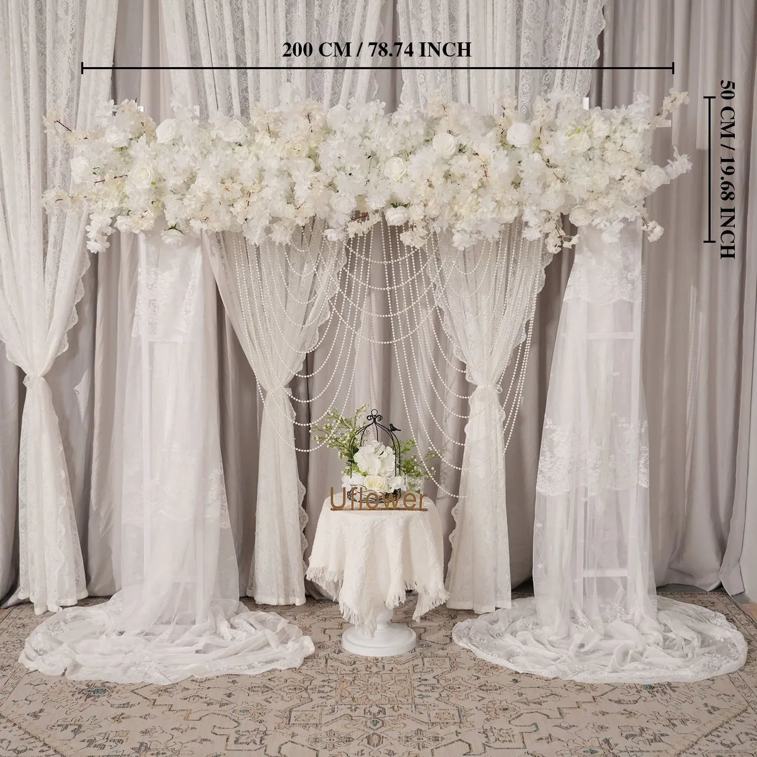 Uflower White Cherry Blossoms Wedding Background KT Board Decoration MC80205 - Uflower