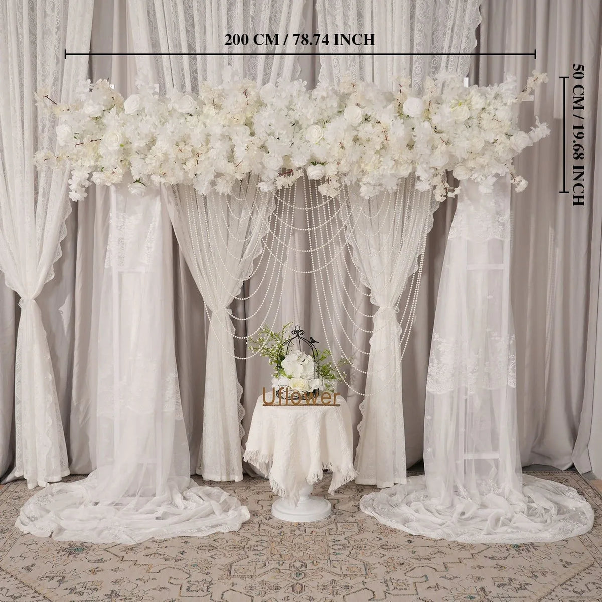 Uflower White Cherry Blossoms Wedding Background KT Board Decoration MC80205 - Uflower
