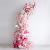 Arche florale Uflower rose et blanc avec cornes, accessoires de toile de fond de mariage SET80103