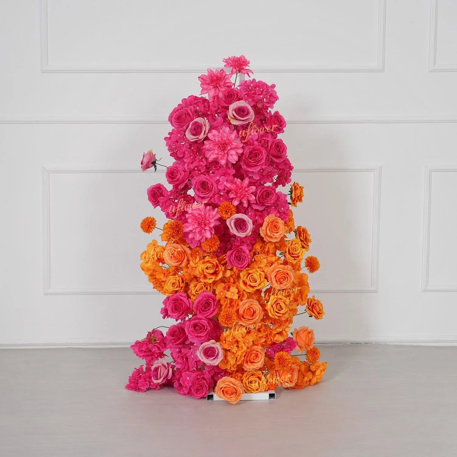 Uflower Rose Red Orange Flower Wedding Backdrop Arch Floral Arrangement SET80202 - Uflower