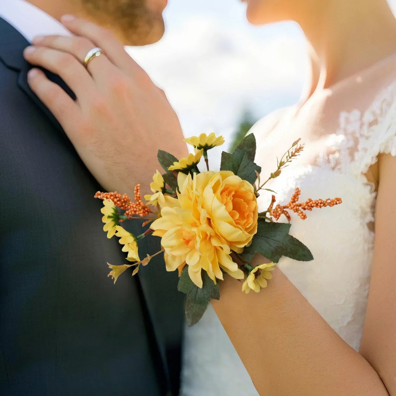 Uflower Wrist Corsages in Yellow MG80003-04 - Uflower