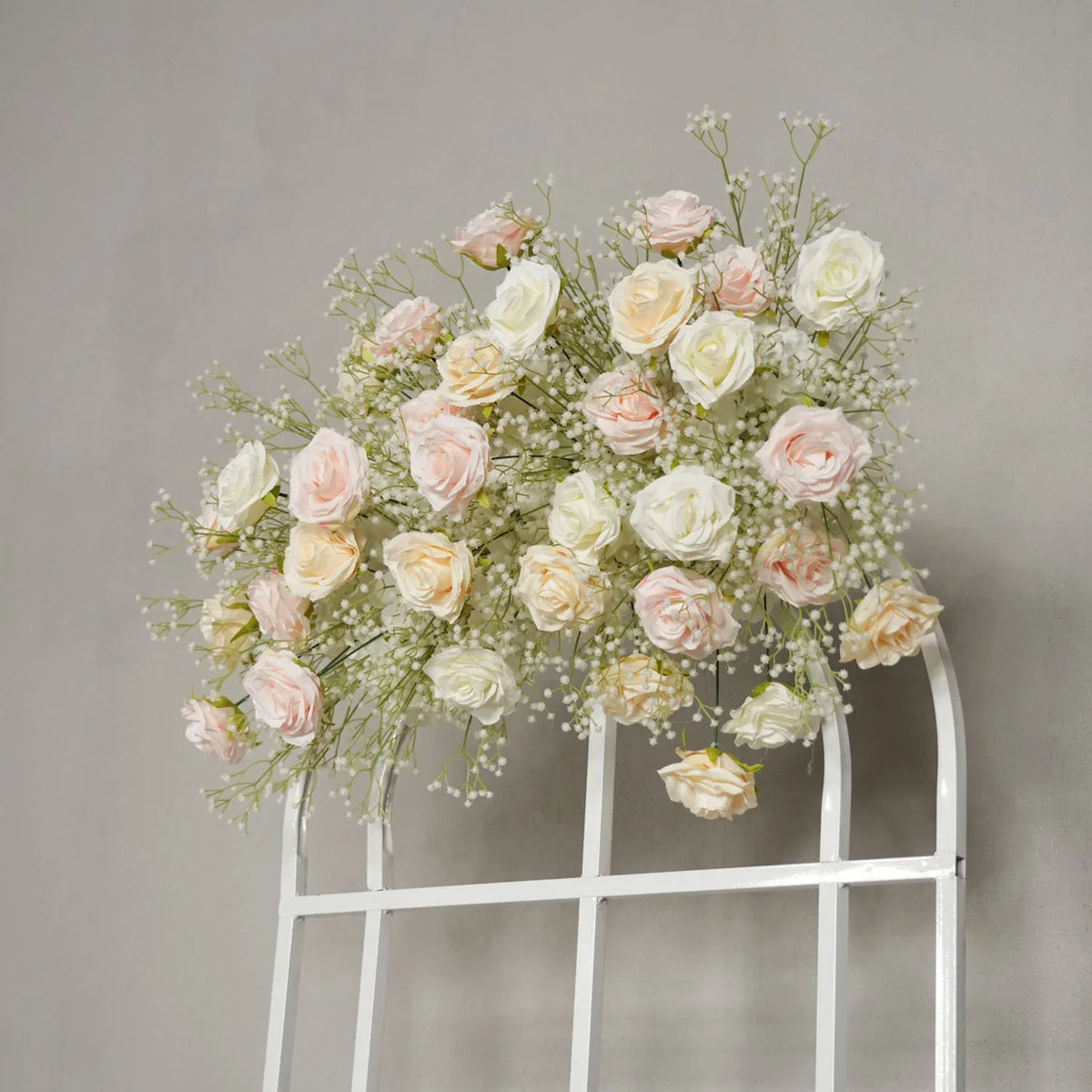 Uflower Champagne White Babysbreath Rose Arrangement Wedding KT Backdrop Decor SET80131 - Uflower