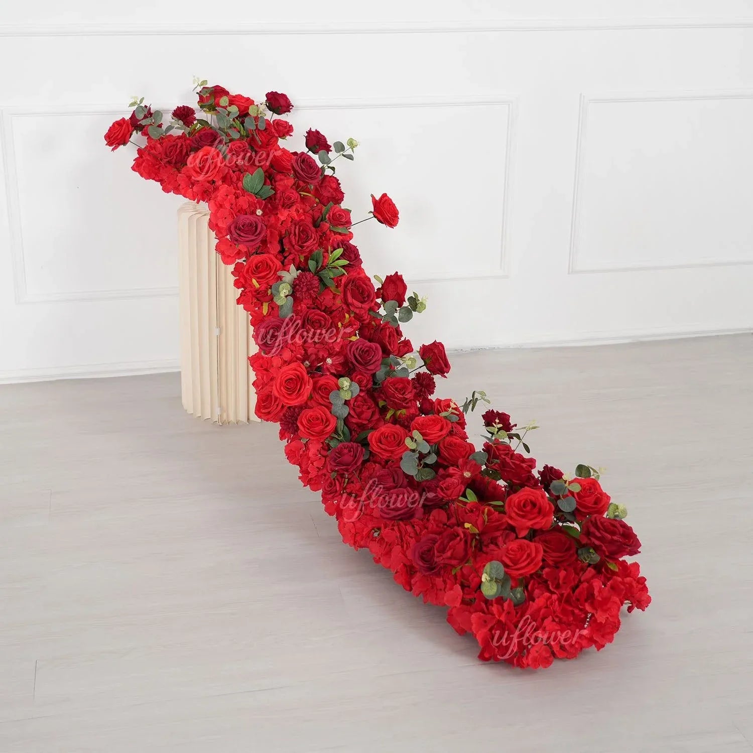 Uflower Red Rose Greenery Floral Door Arch Wedding Party Backdrop Decoration SET80174 - Uflower