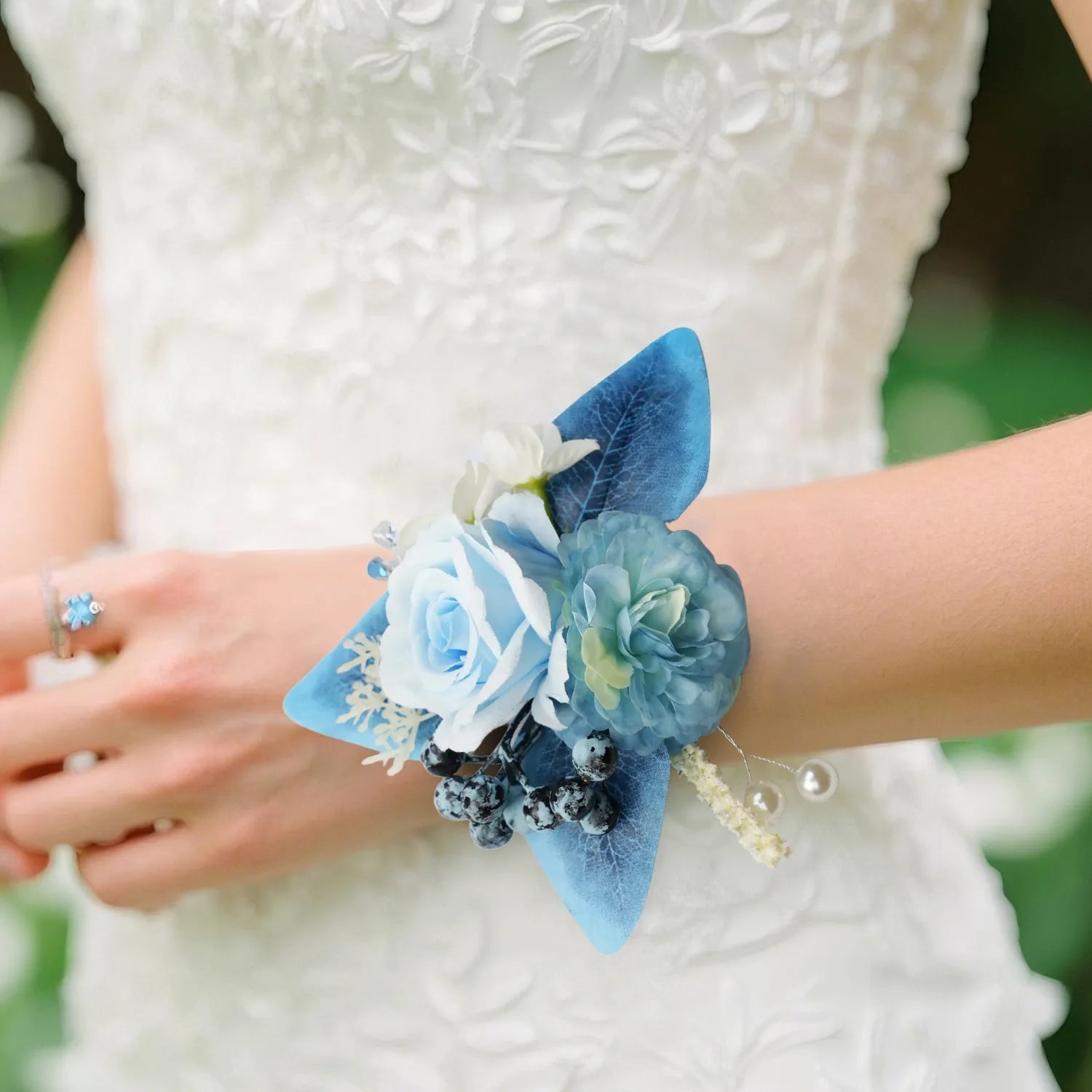 Uflower Wrist Corsages in Dusty Blue MG80007-04*6