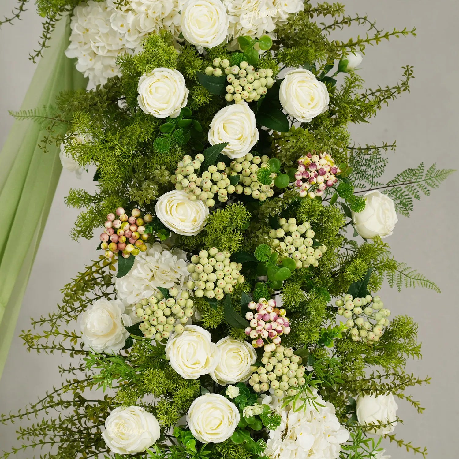 Uflower White Floral Greenery Horn Arch Wedding Party Backdrop Decor SET80220