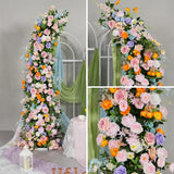 Uflower Pink Orange Greenery Floral Horn Arch Wedding Party Backdrop Decor SET80234