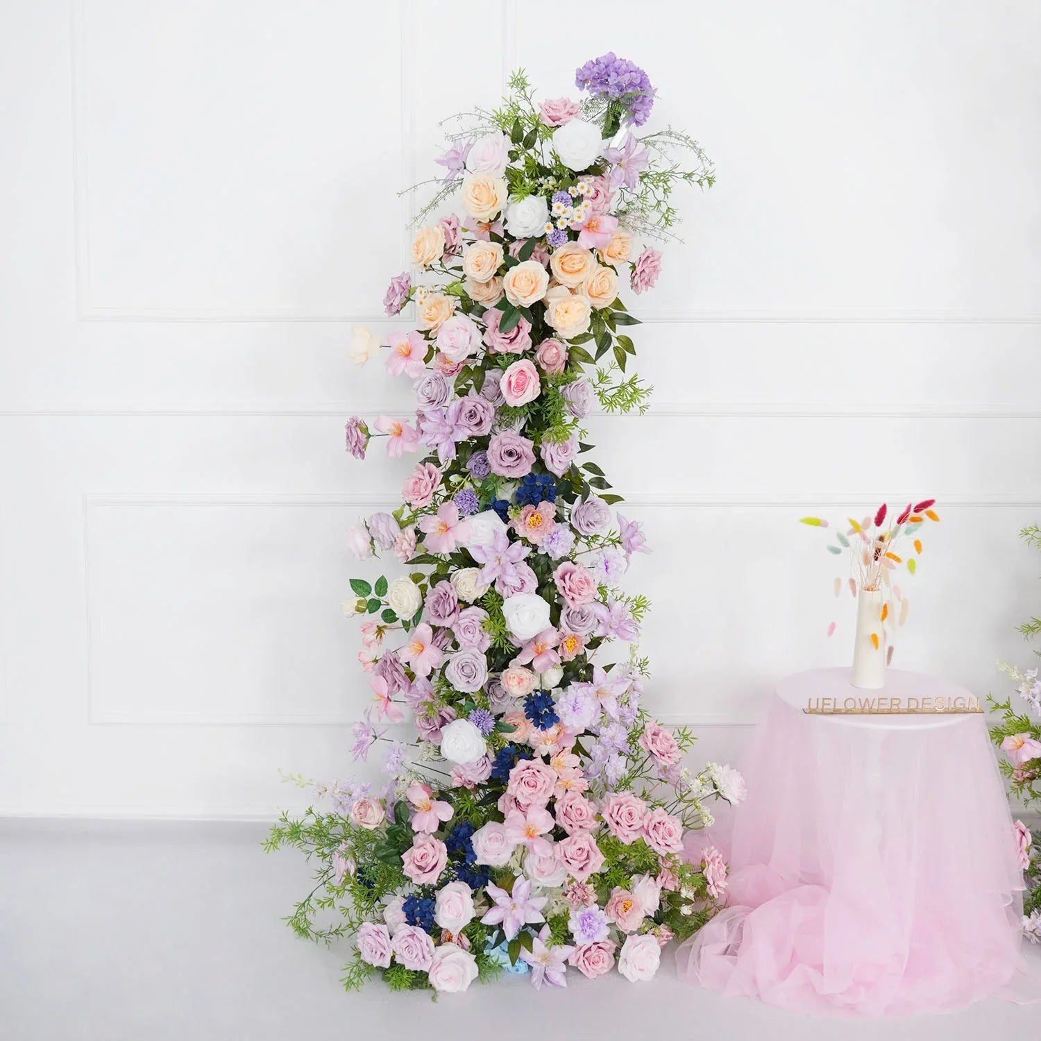 Uflower Pink Purple Rose Floral Arch Wedding Backdrop Decor SET80100 - Uflower