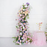 Uflower Pink Purple Rose Floral Arch Wedding Backdrop Decor SET80100 - Uflower