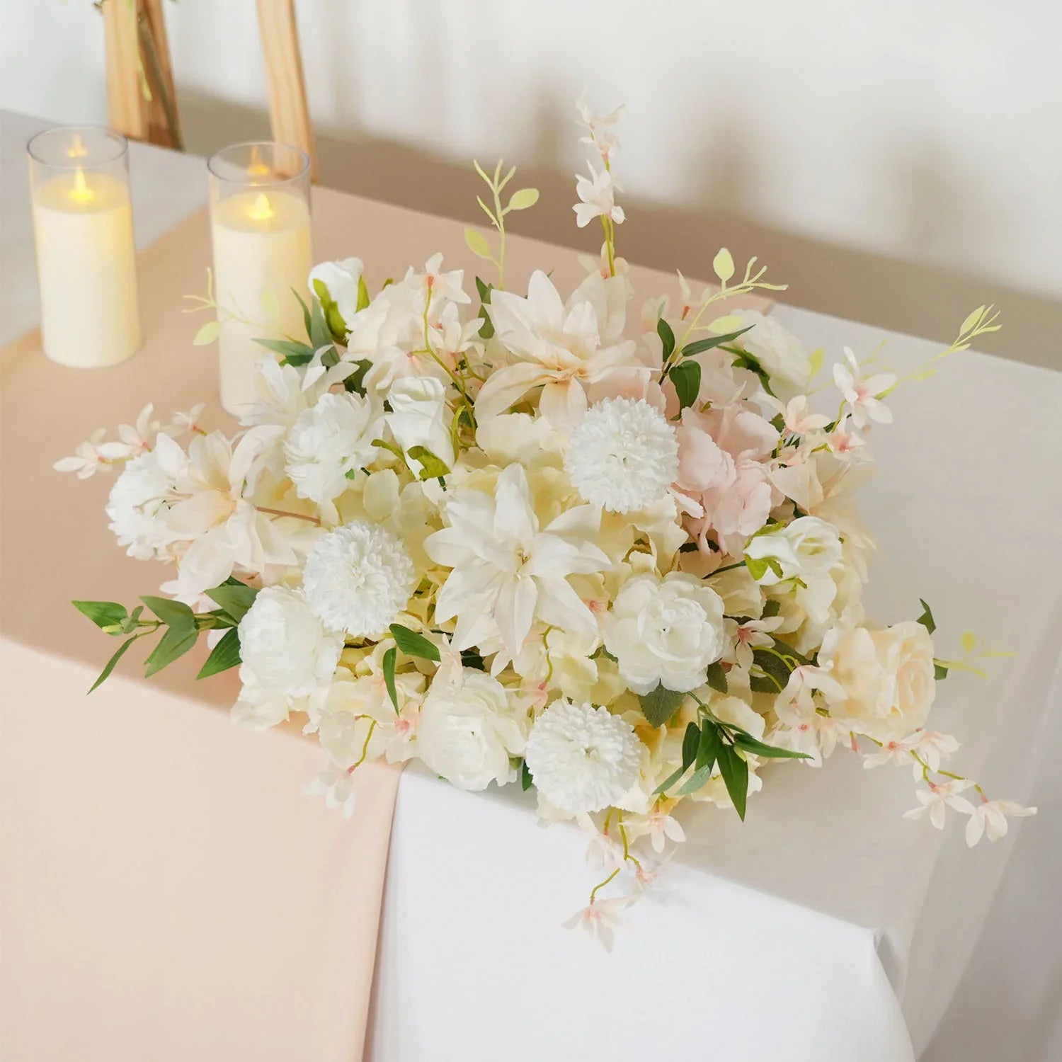 Uflower Artificial White Pink Wedding KT Backdrop Flower Row Decor SET80091 - Uflower