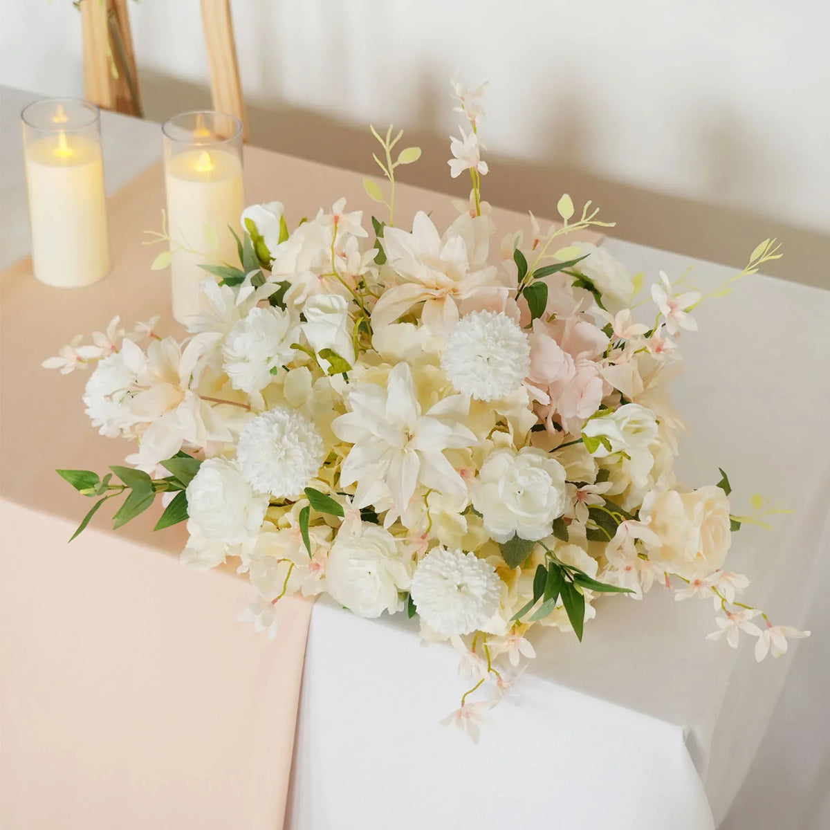 Uflower Artificial White Pink Wedding KT Backdrop Flower Row Decor SET80091 - Uflower
