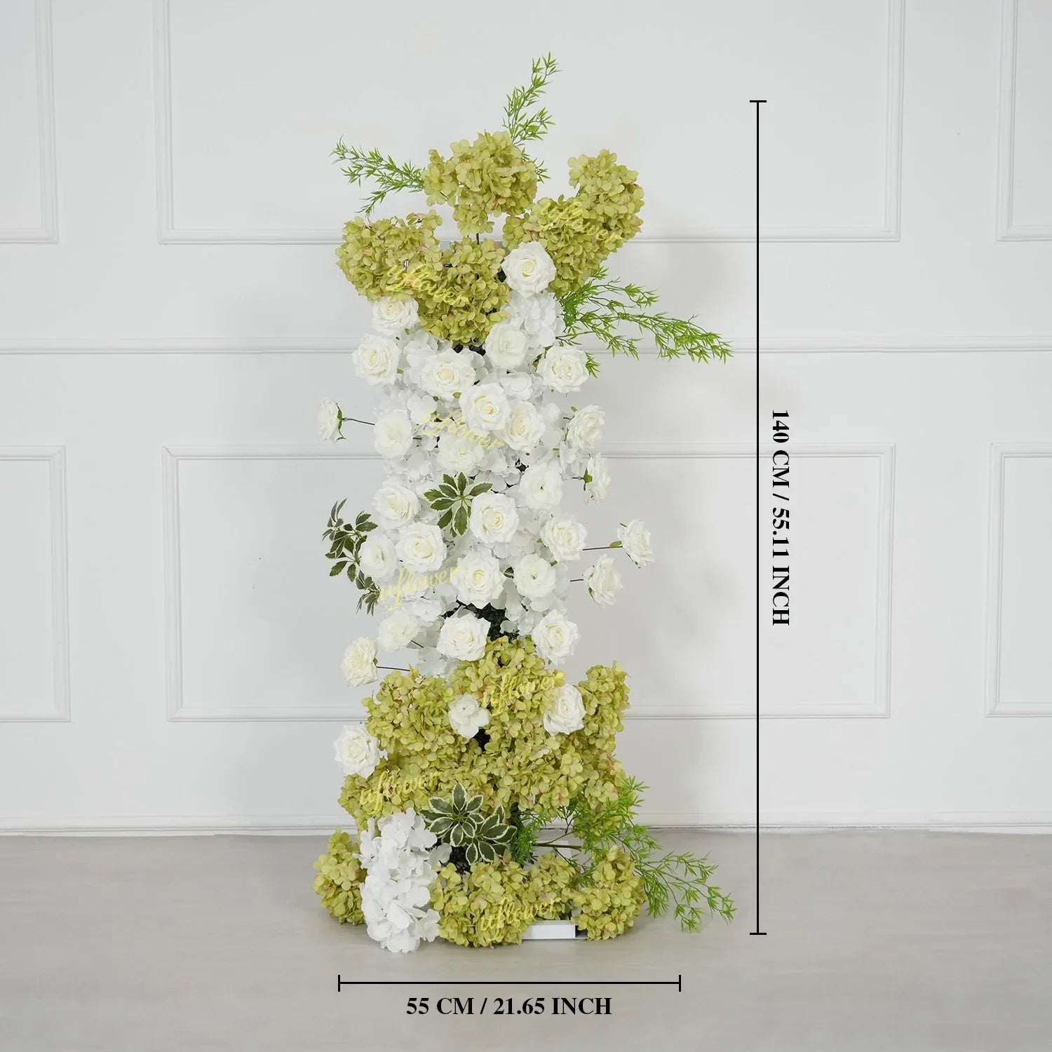 Uflower Artificial Green White Hydrangea Rose Flower Row Wedding KT Backdrop Decor SET80205 - Uflower