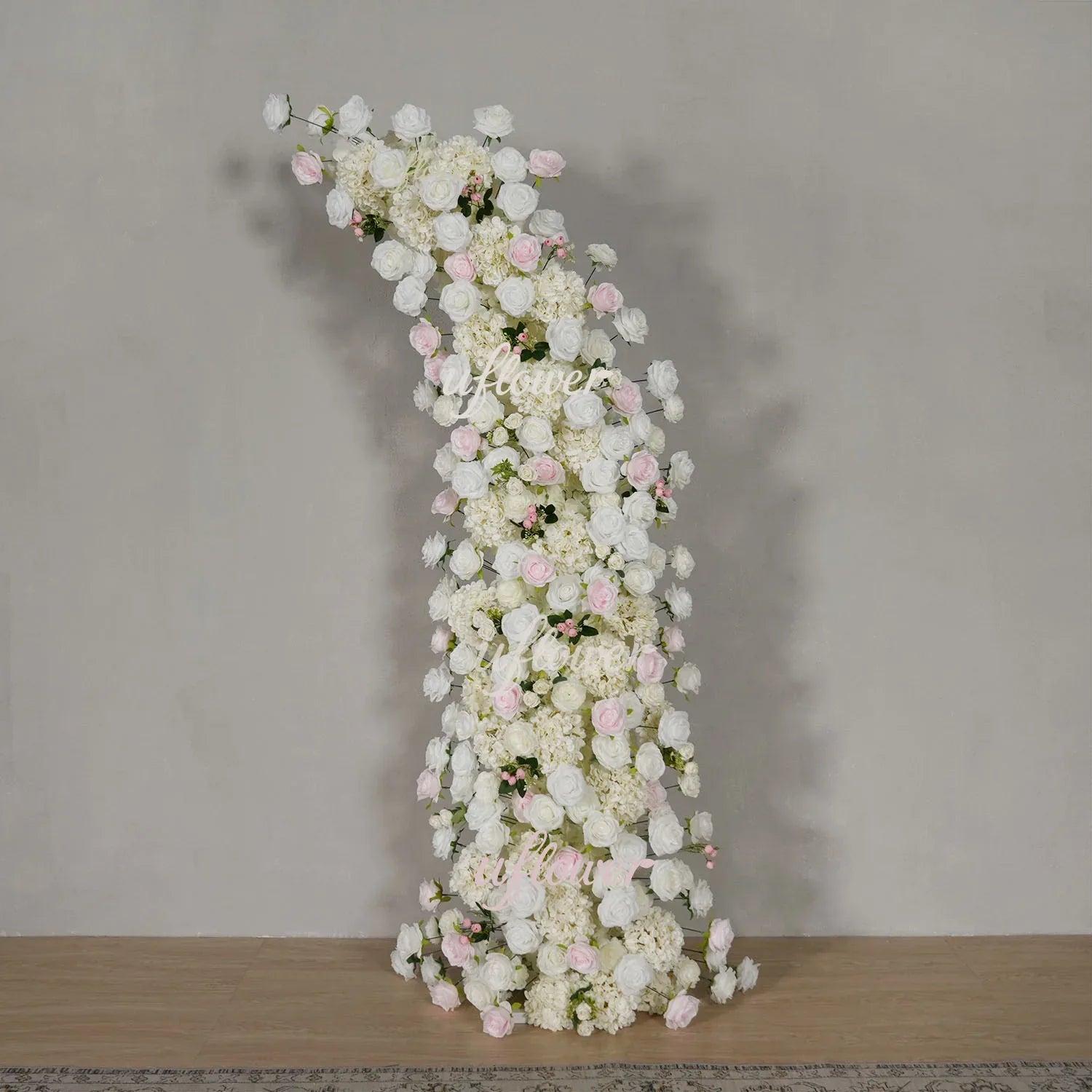 Uflower Pink White Rose Floral Horn Arch Wedding Party Backdrop Decor SET80143 - Uflower