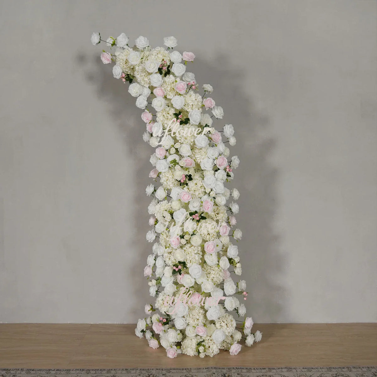 Uflower Pink White Rose Floral Horn Arch Wedding Party Backdrop Decor SET80143 - Uflower