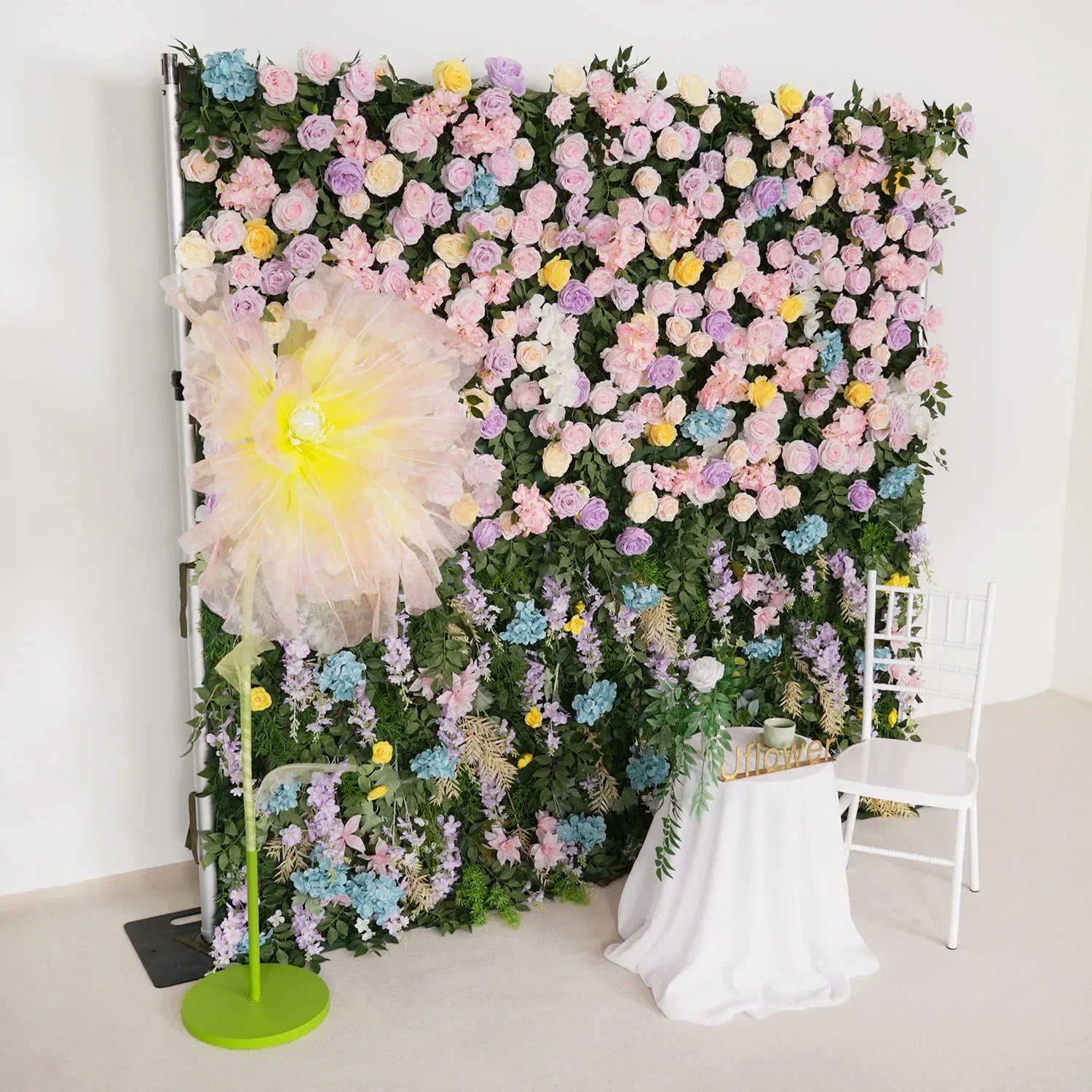 Uflower Flower Wall 3D Purple Pink Rose Floral Backdrop Wedding Party Proposal Decor SET80101 - Uflower