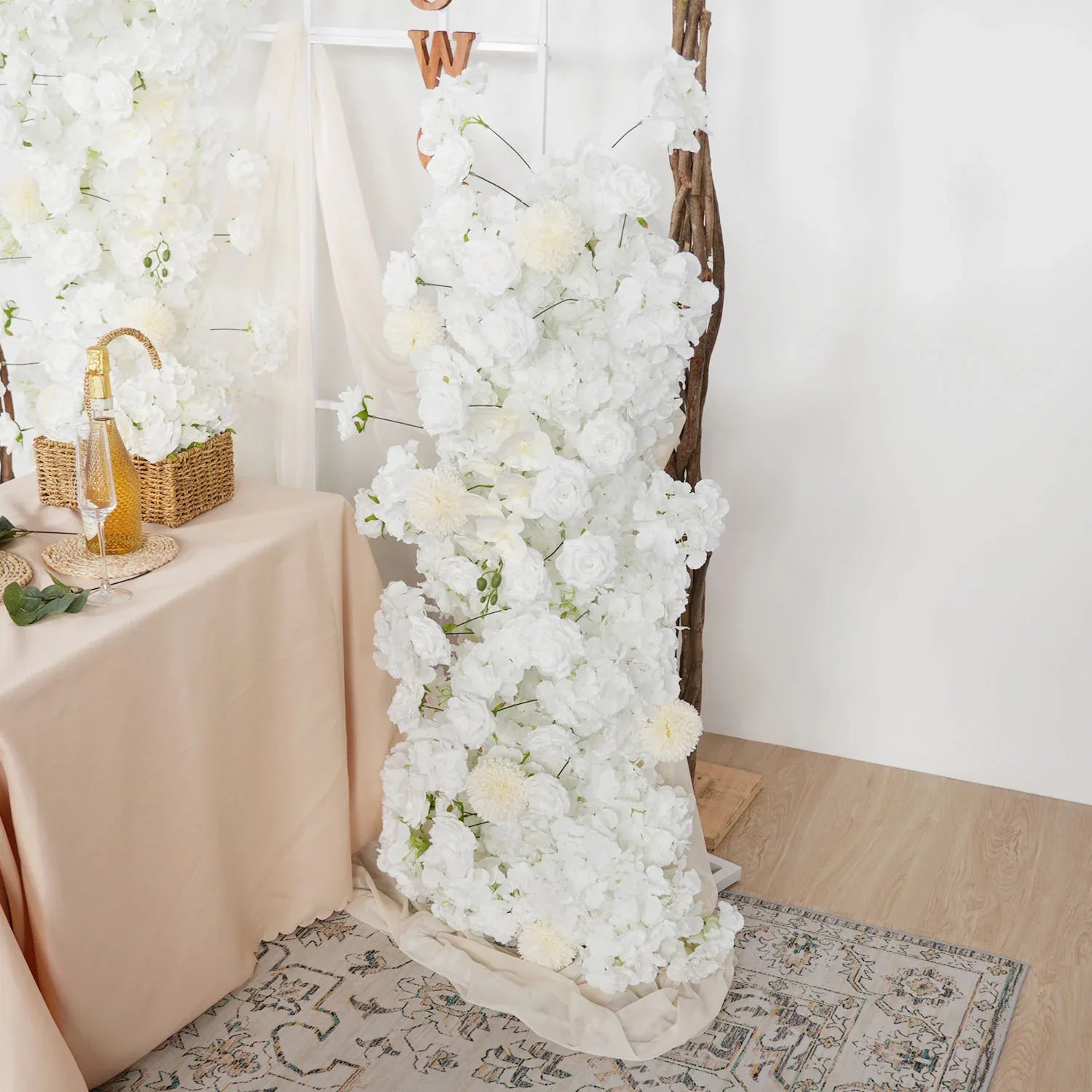 Artificial White Rose Wedding KT Backdrop Flower Row Decor SET80071 - Uflower