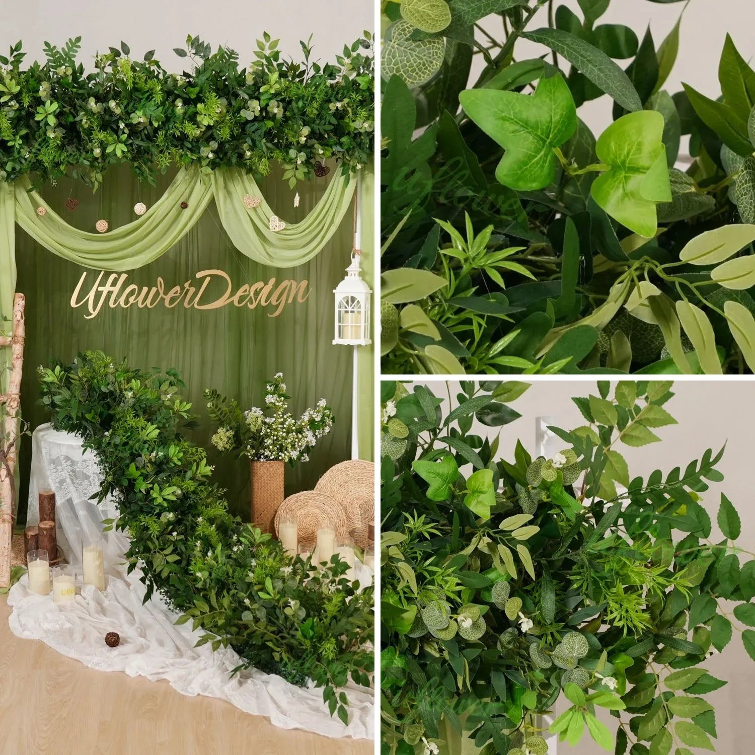 Uflower Artificial Greenery Flower Row Wedding KT Backdrop Decor SET80168 - Uflower