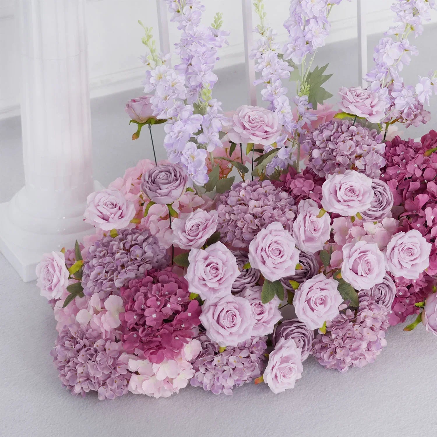 Uflower Rose Hydrangea Calla Lily Wedding Backdrop Arch Hanging Flower Row Floor Floral Arrangement SET80083 - Uflower