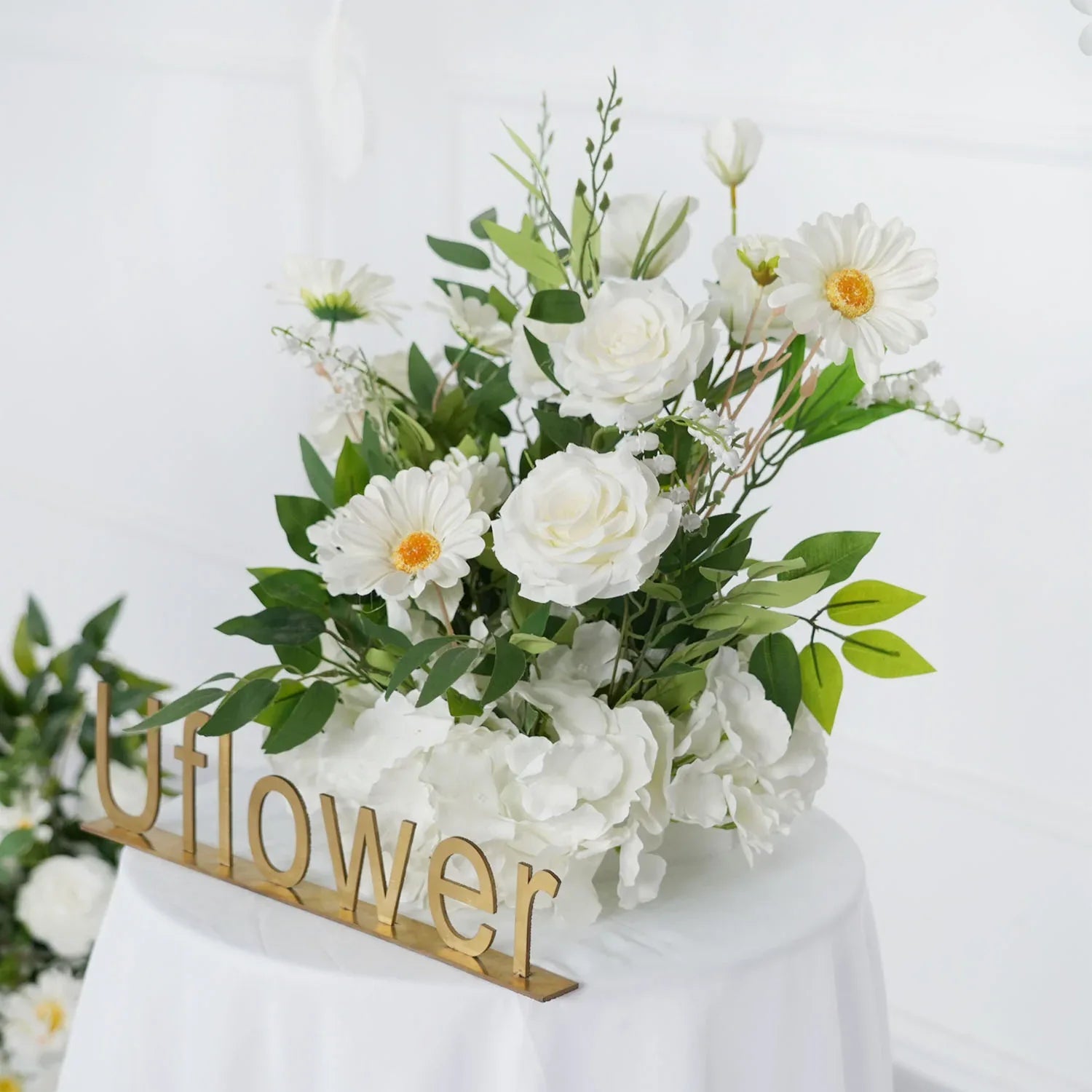 Uflower Artificial White Flower Row KT Background Wedding Decor SET80062 - Uflower