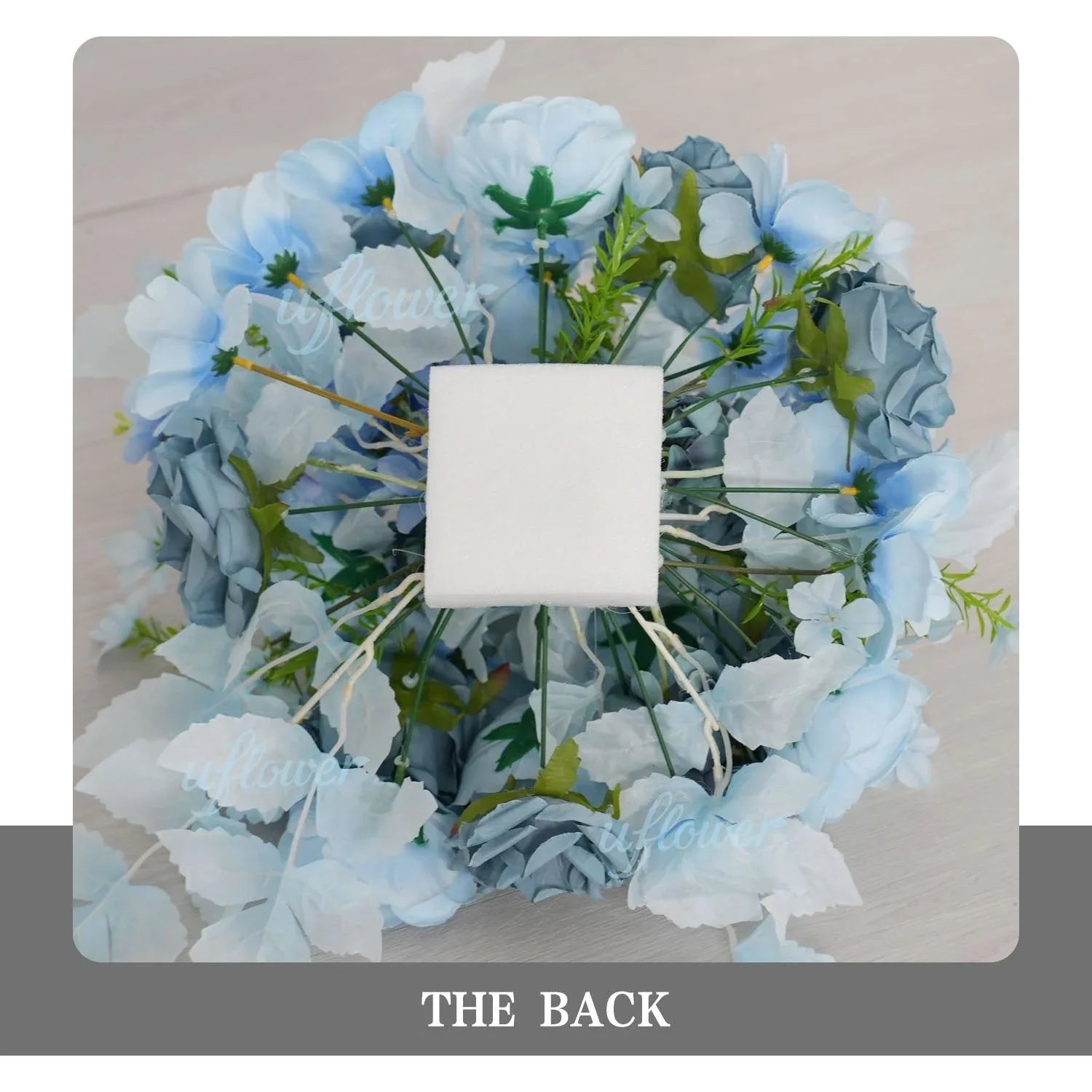 Uflower Smog-Blue Flower Row Decor KT Board Wedding Arrangement Props SET80178 - Uflower