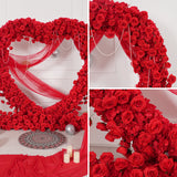 Uflower Rose Rouge Arche de Mariage Décoration Arche Cœur SET80237