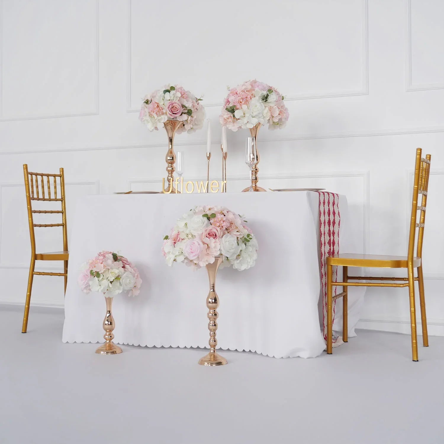 Uflower Pink Table Centerpiece Floral Ball Wedding Table Decoration MB80057 - Uflower