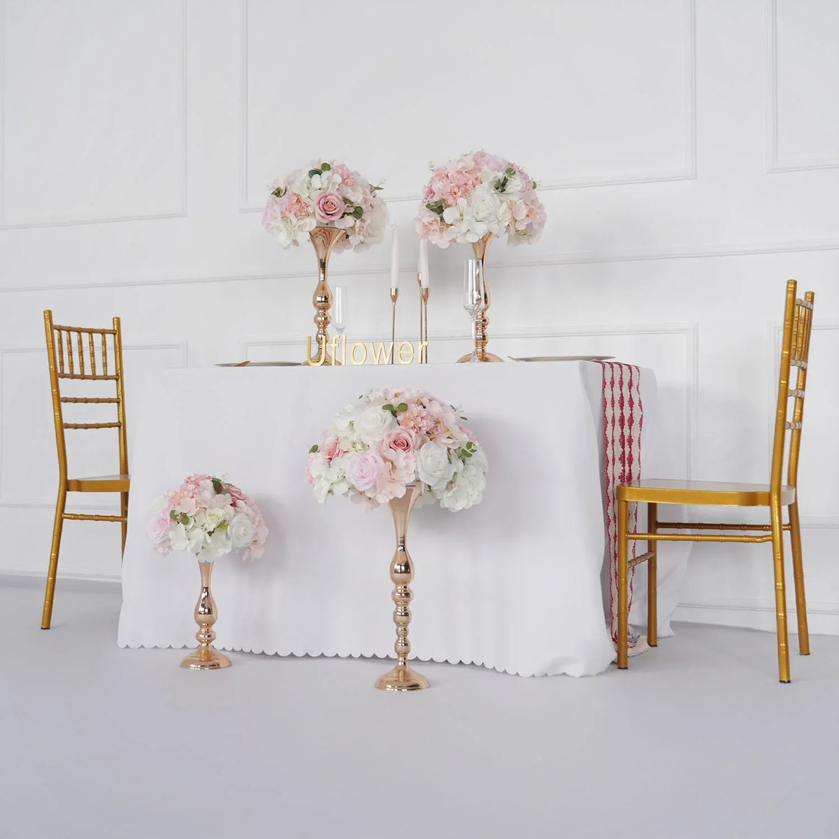 Uflower Pink Table Centerpiece Floral Ball Wedding Table Decoration MB80057 - Uflower