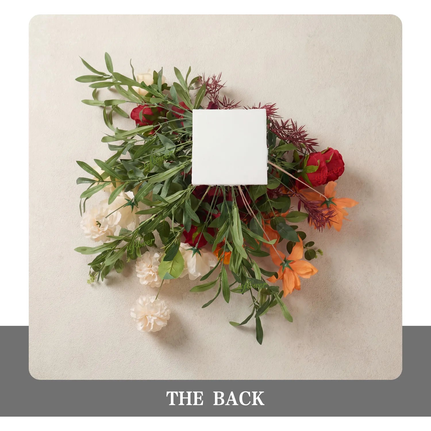 Uflower Red Orange  Flower Wedding Backdrop Arch Floral Arrangement SET80224