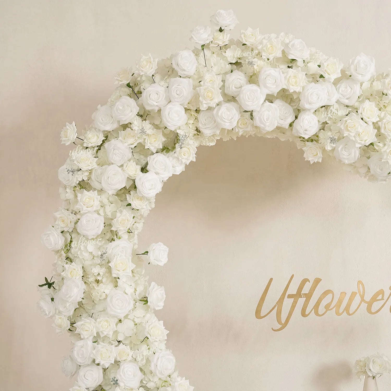 Uflower Artificial White Rose Heart Arch Wedding Decor SET80247-02