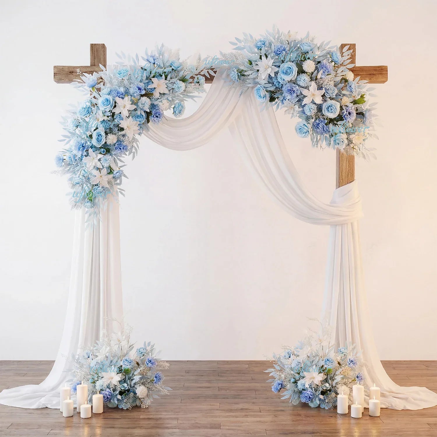 Artificial Blue Wedding KT Backdrop Flower Row Decor SET80074 - Uflower