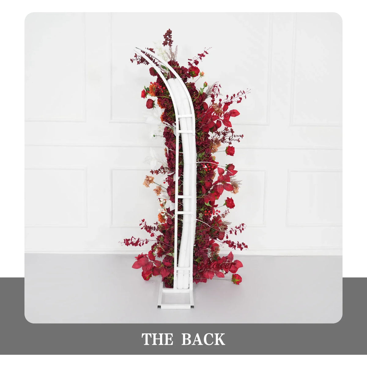 Uflower Autumn Red Rose Floral Horn Arch Wedding Party Backdrop Decor SET80134 - Uflower