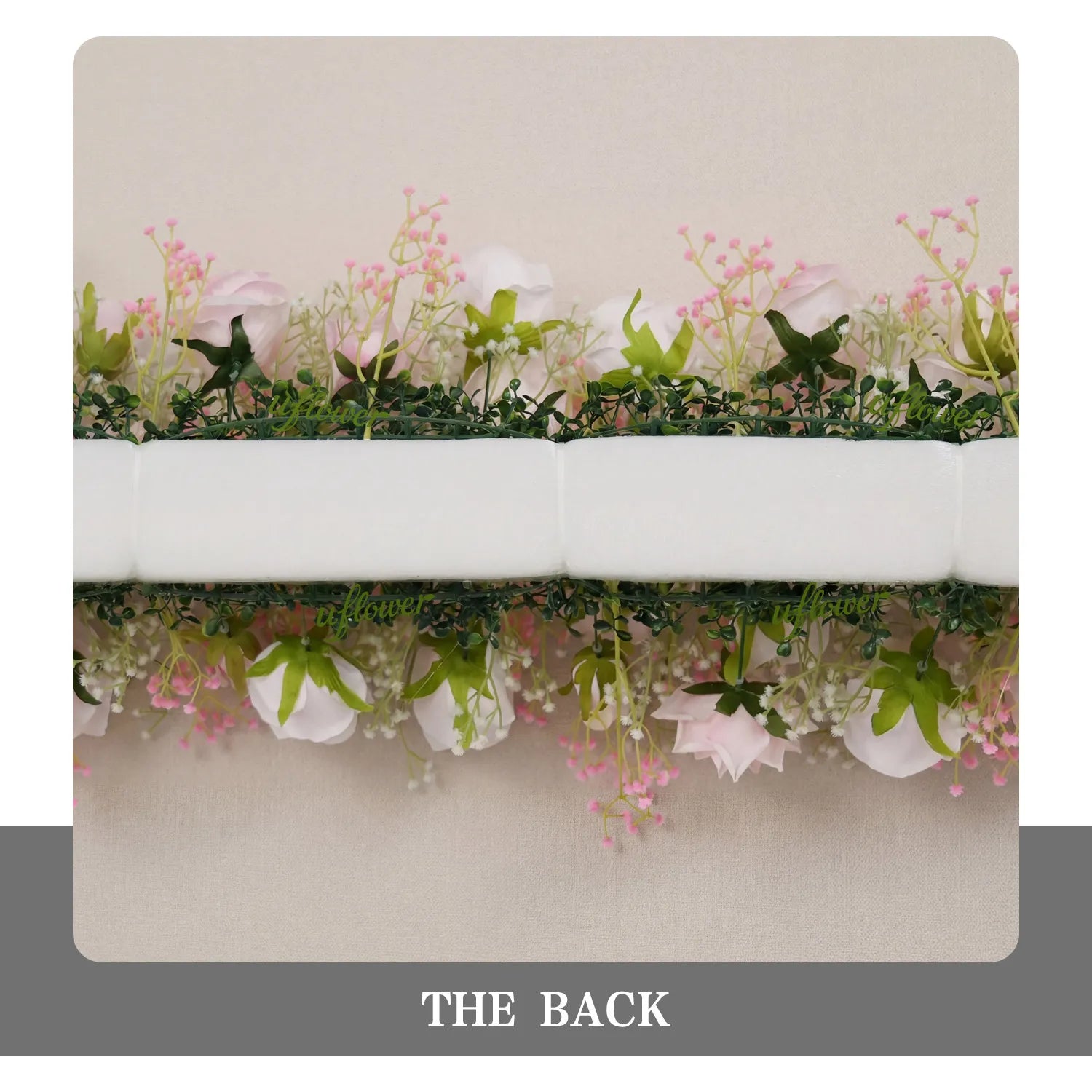 Uflower  Pink Rose&Baby's Breath Flower Row  Table Runner  MC80230-05