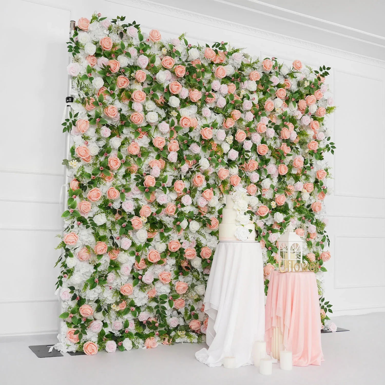 Uflower Artificial Pink White Flower Wall Wedding Backdrop Deco Birthday Party SET80111 - Uflower