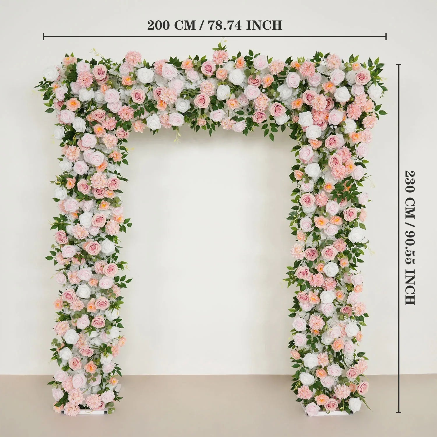 Uflower Pink White Rose Floral Square Arch Wedding Party Backdrop Decoration SET80117-01 - Uflower