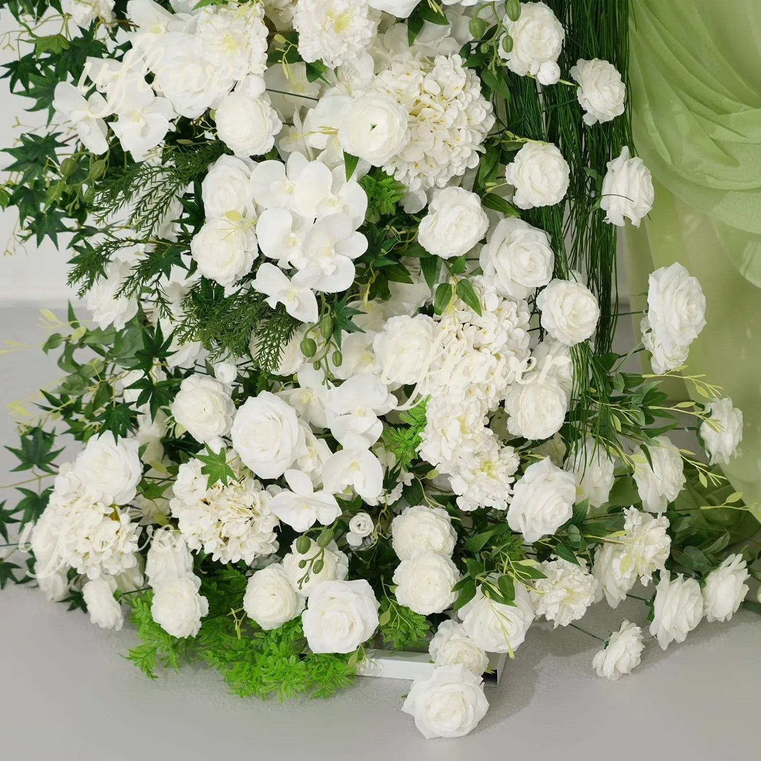 Uflower White Floral Greenery Horn Arch Wedding Party Backdrop Decor SET80159 - Uflower