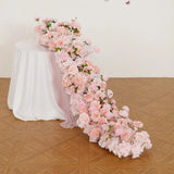 Chemin de table rose Uflower, décor floral de canapé, toile de fond de mariage SET80213