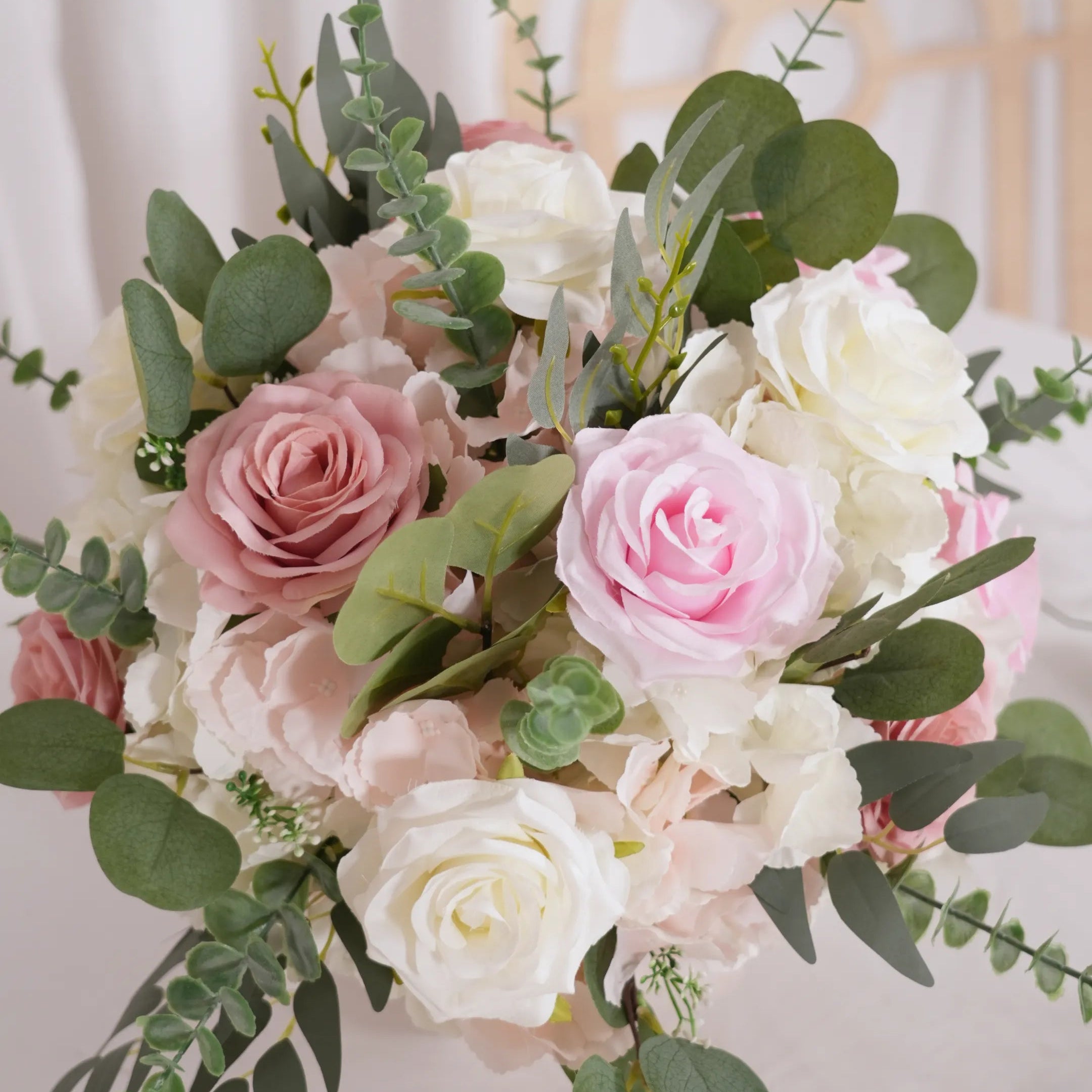 DIY Centerpiece Kit –Pink & White Rose Floral Arrangement Set