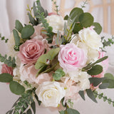 DIY Centerpiece Kit –Pink & White Rose Floral Arrangement Set