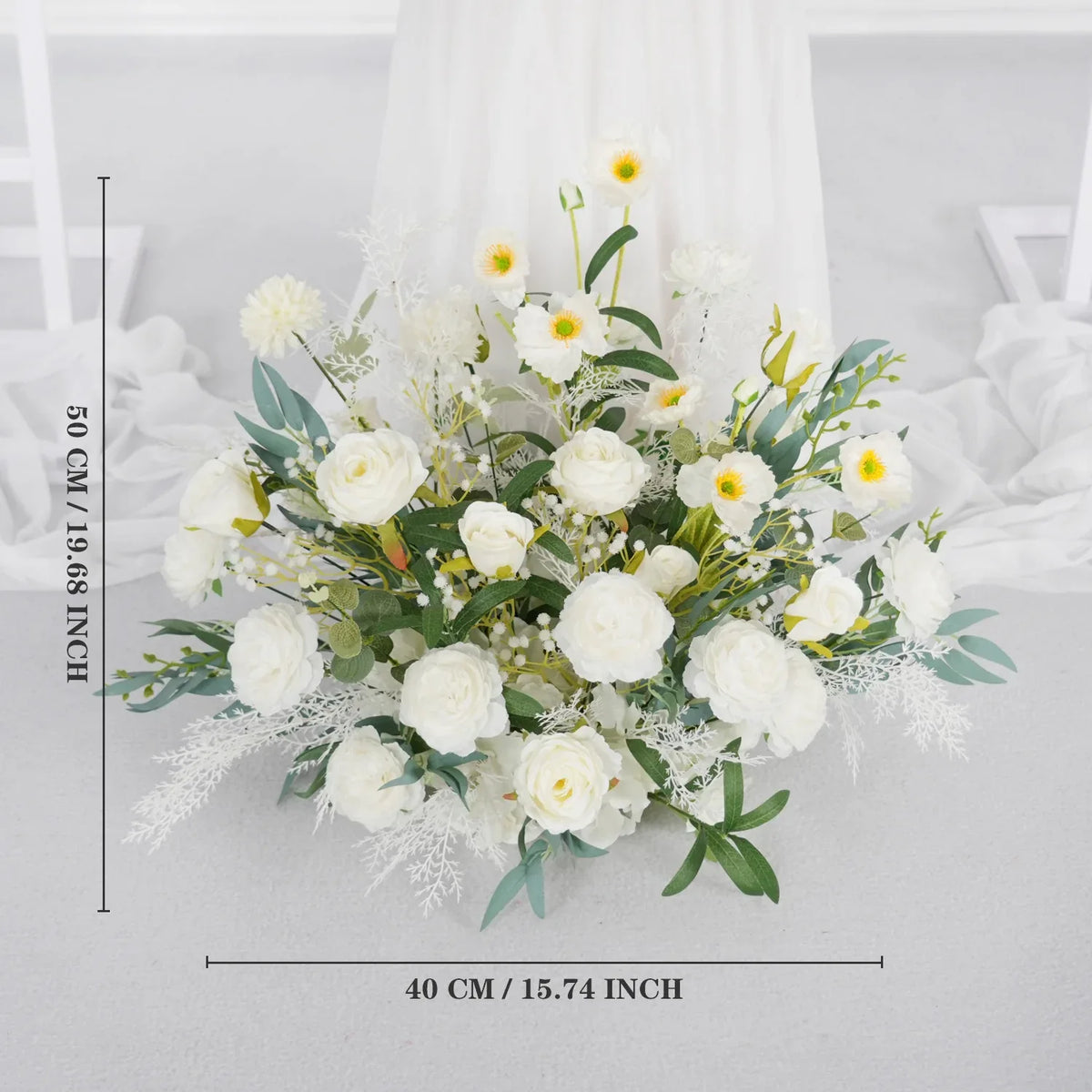 Artificial White Green Wedding KT Backdrop Flower Row Decor SET80075 - Uflower