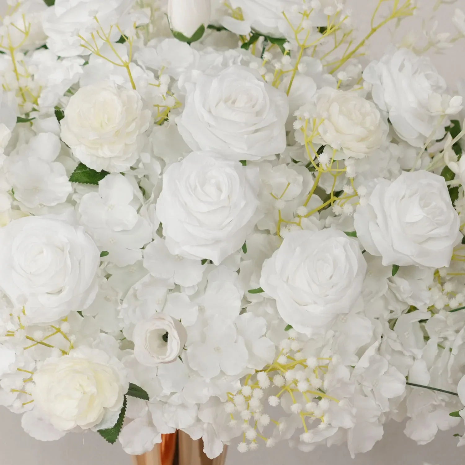 Uflower White Rose Baby's Breath Flower Ball For Table Centerpieces MB80080 - Uflower