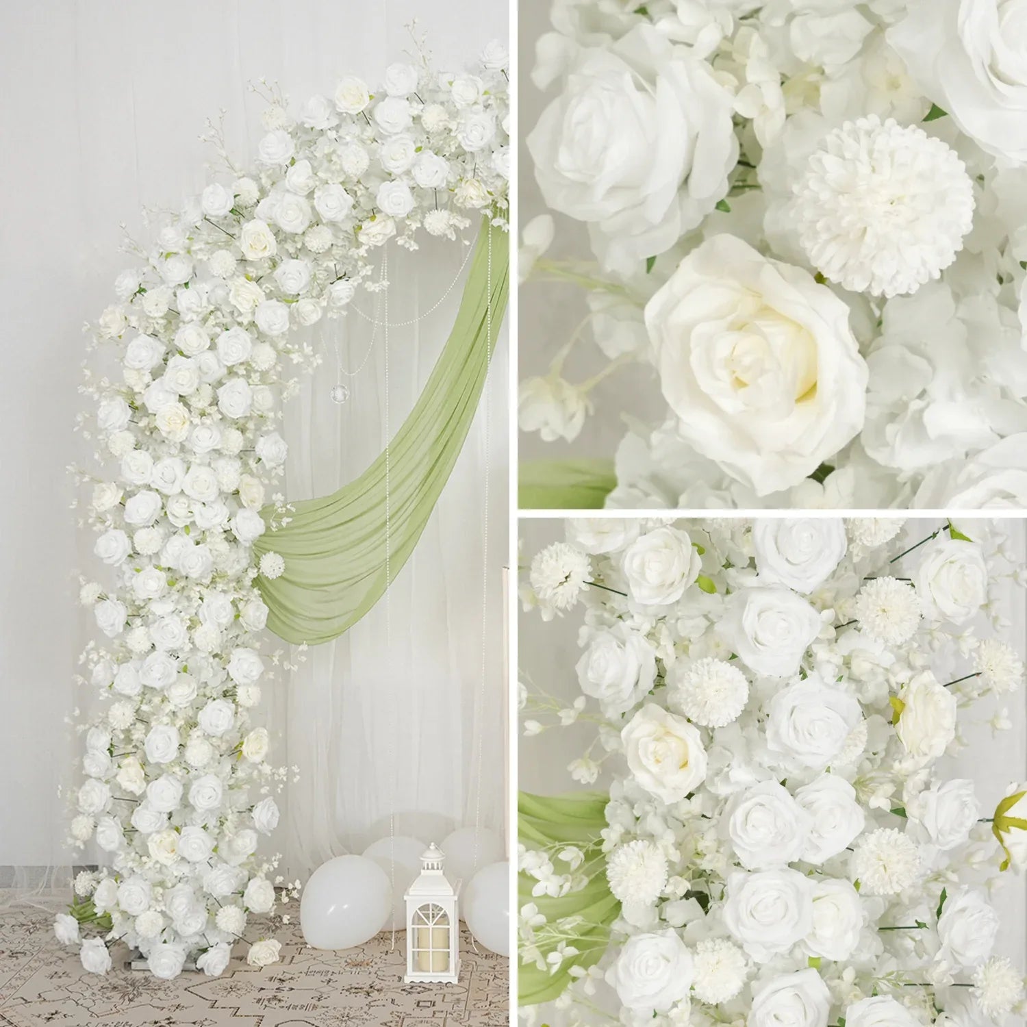 Uflower White Rose Floral Door Arch Wedding Party Backdrop Decoration SET80124 - Uflower