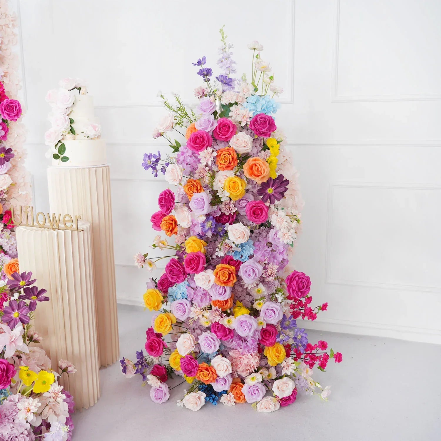 Uflower Colorful Artificial Wedding KT Backdrop Flower Row Decor SET80081 - Uflower