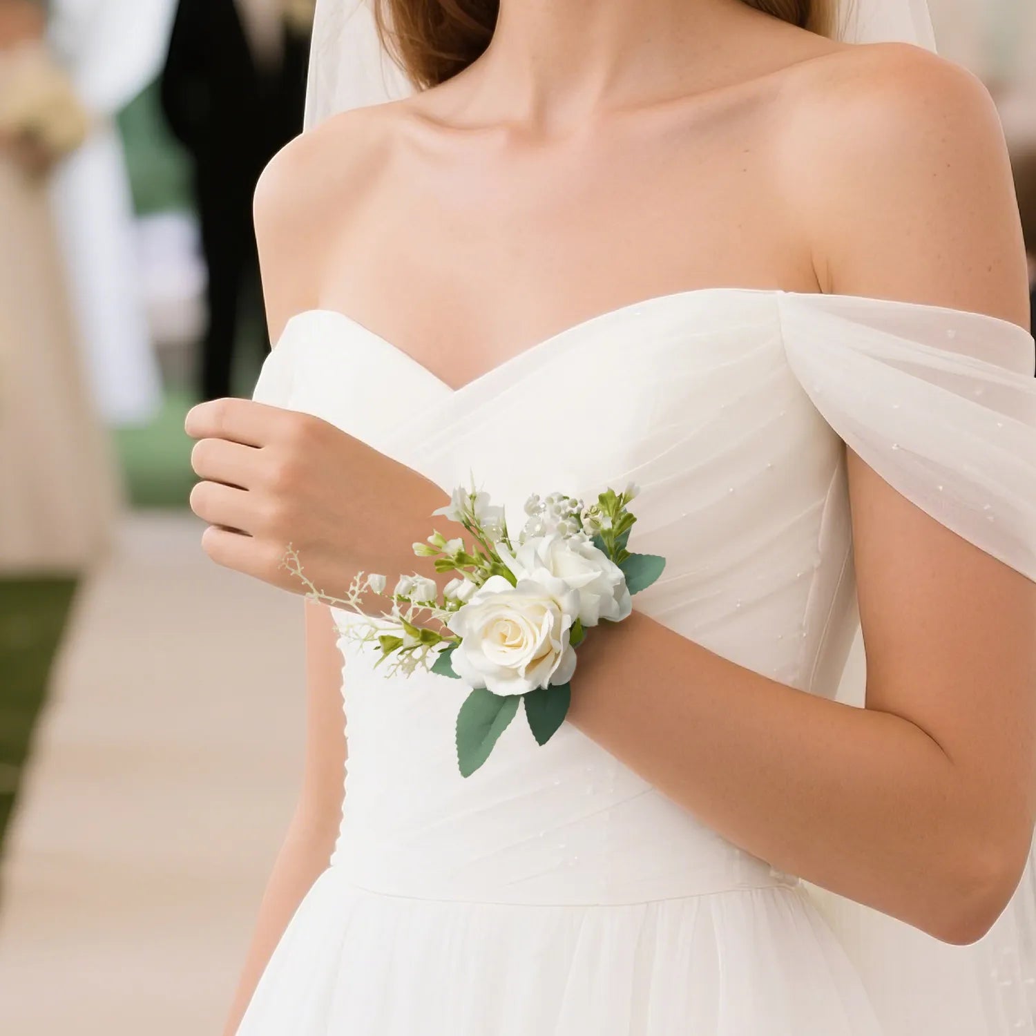 Uflower Wrist Corsages in Ivory MG80012-04*6