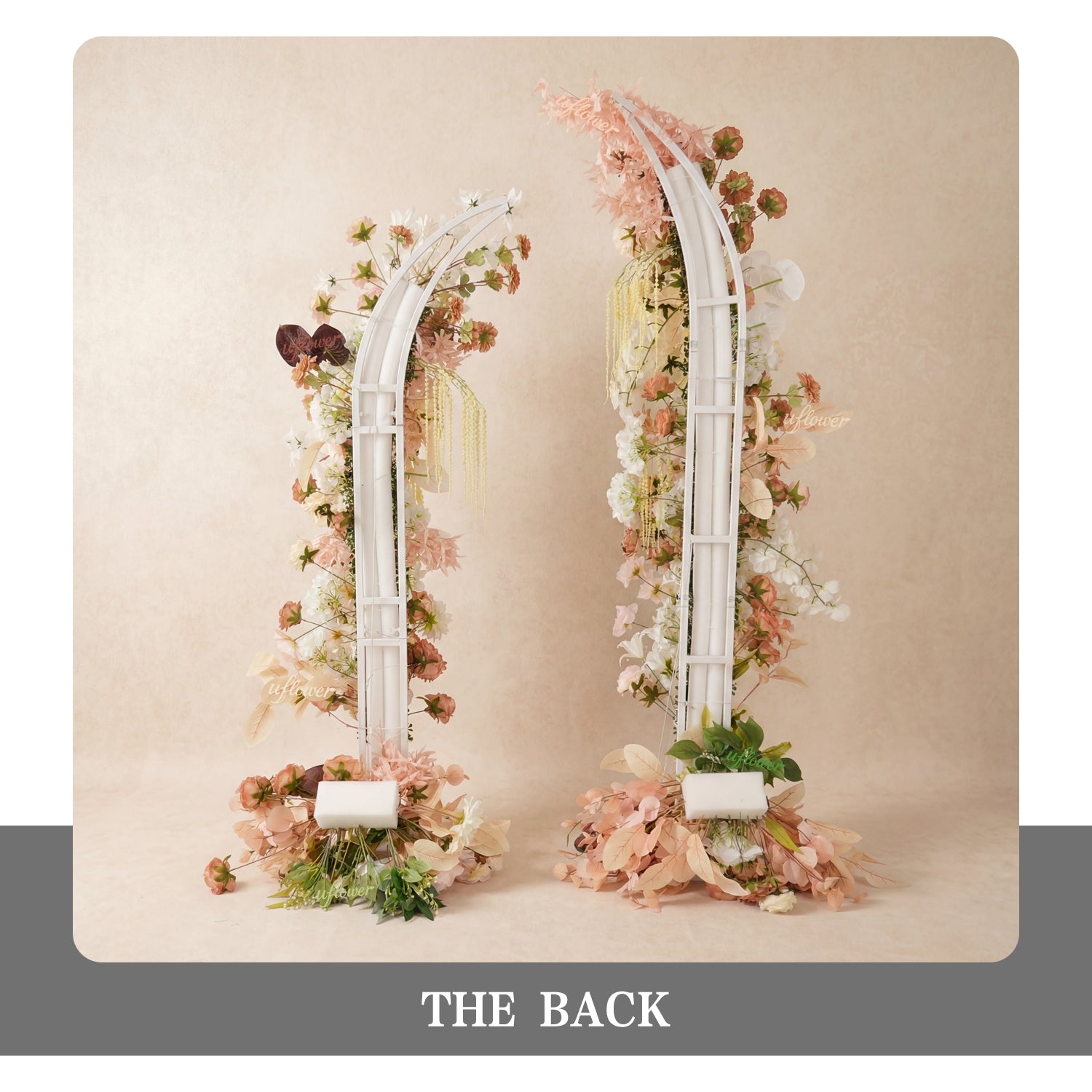 Uflower Terracotta Blush Floral Horn Arch Wedding Backdrop Props SET80222-01