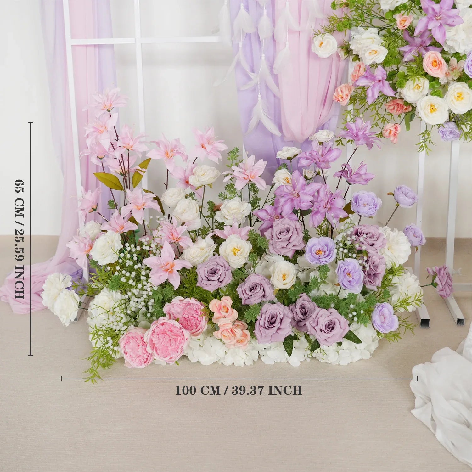 Uflower Artificial Purple Pink Wedding KT Backdrop Flower Row Decor SET80077 - Uflower