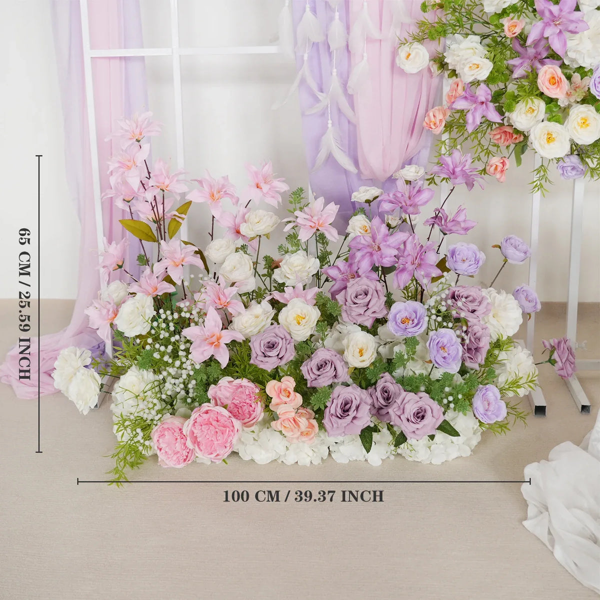 Uflower Artificial Purple Pink Wedding KT Backdrop Flower Row Decor SET80077 - Uflower