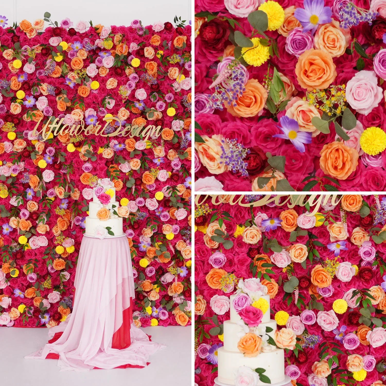 Uflower Artificial Colored Flower Wall Wedding Backdrop Deco Birthday Party SET80025-01 - Uflower