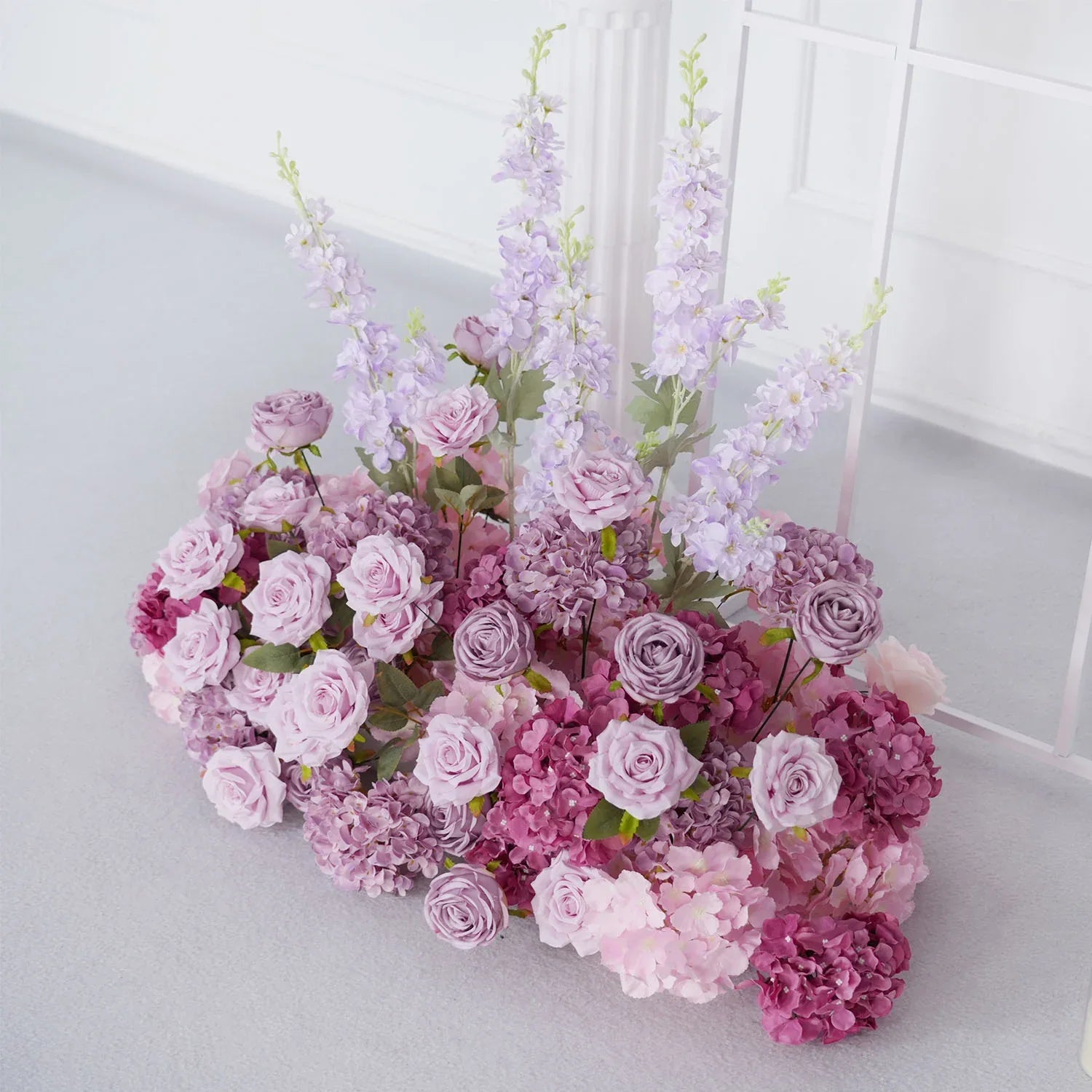 Uflower Rose Hydrangea Calla Lily Wedding Backdrop Arch Hanging Flower Row Floor Floral Arrangement SET80083 - Uflower