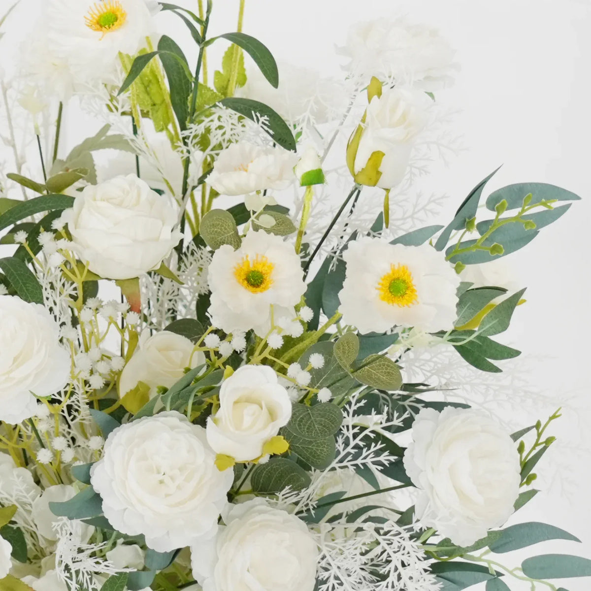 Artificial White Green Wedding KT Backdrop Flower Row Decor SET80075 - Uflower